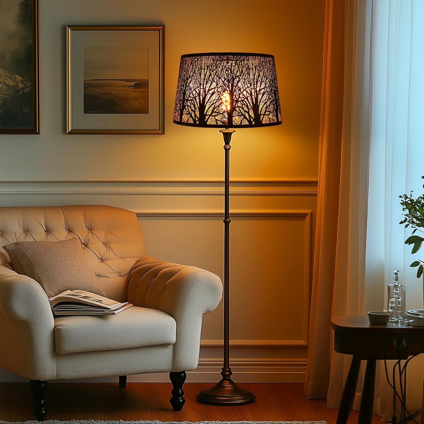 Gothic Oval Lampshade | Etched Forest Design