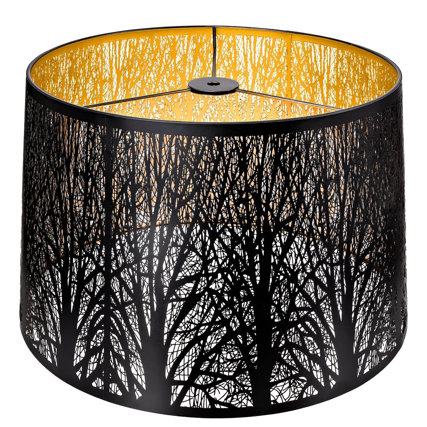Tree Etched Metal Drum Lampshade – 12×14×10 Inch, Spider Fitter