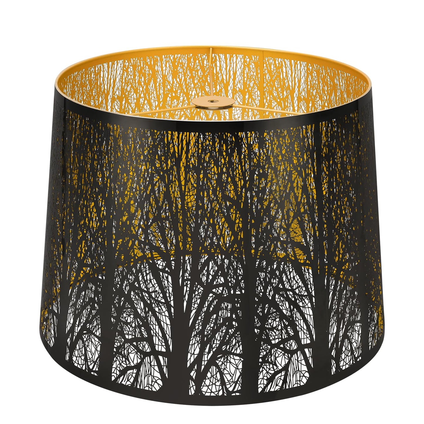 Large Drum Lampshade | Modern Metal Forest Mirror Effect