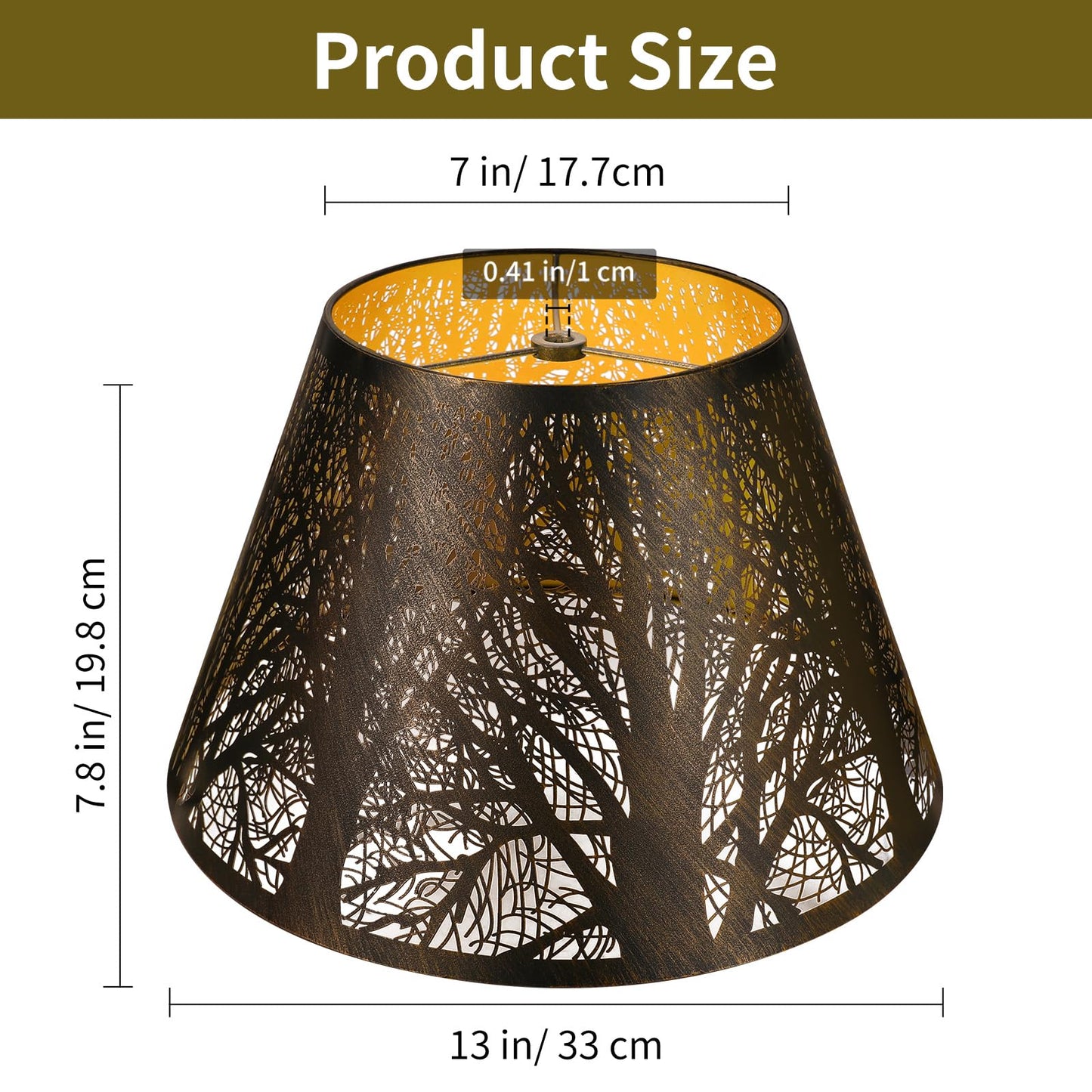 Bronze Gold Tree Pattern Barrel Lampshade – 7×13×7.8 Inch