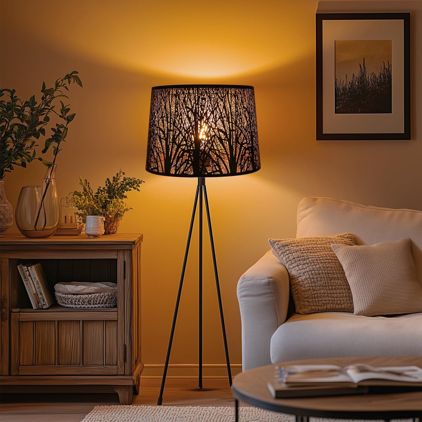 Forest Etched Lampshade – 14×16×11 Inch