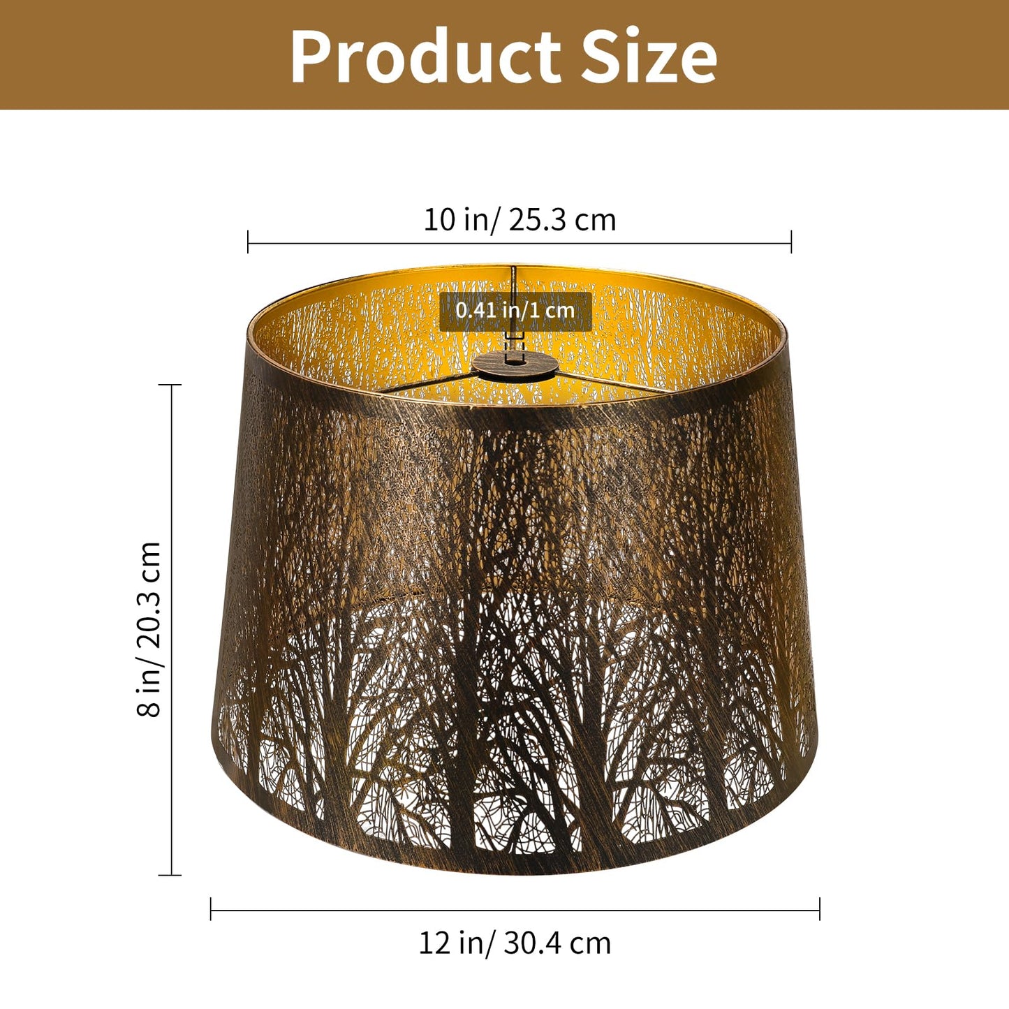 Antique Bronze Tree Etched Drum Lampshade – 10×12×8 Inch