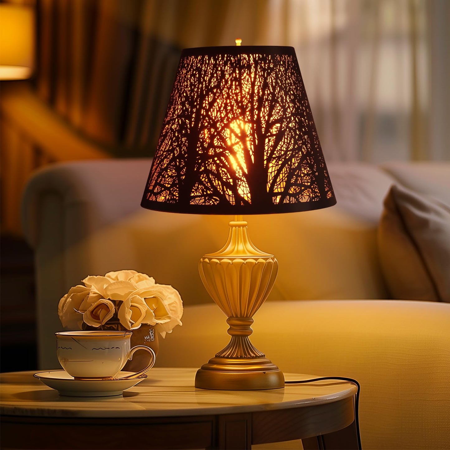 Etched Forest Metal Lampshade – 5×9×7 Inch