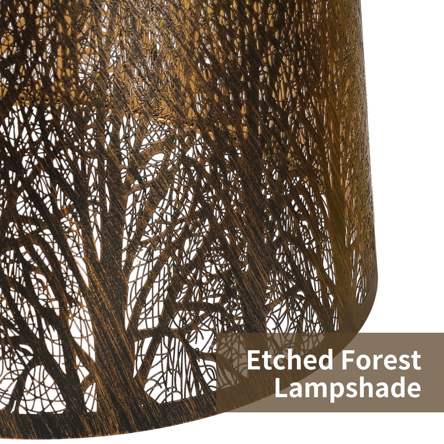 Antique Bronze Tree Etched Drum Lampshade – 10×12×8 Inch