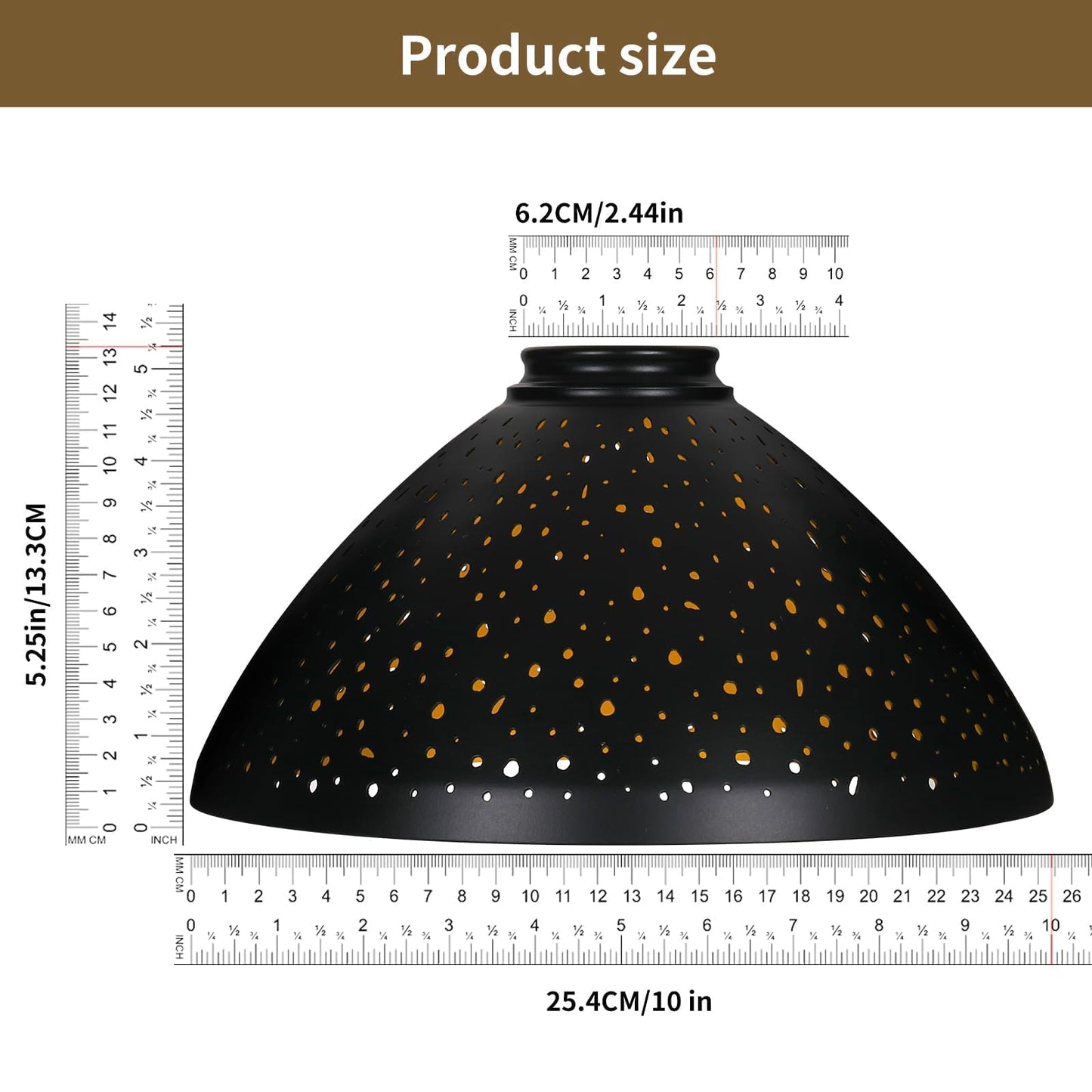 Torchiere Lamp Shade | Etched Stars Design with Screw-On Fitter