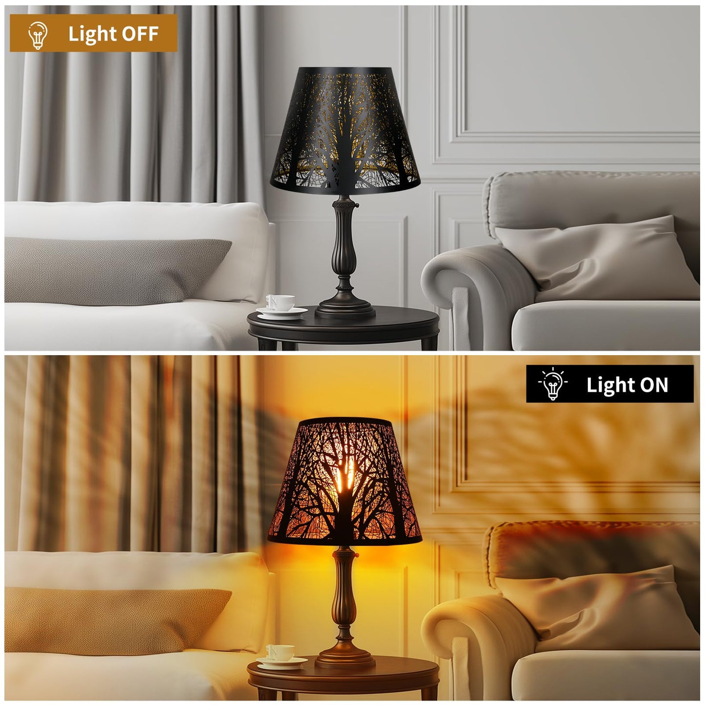 Barrel Tree Etched Metal Lampshade – 6×10×7.5 Inch