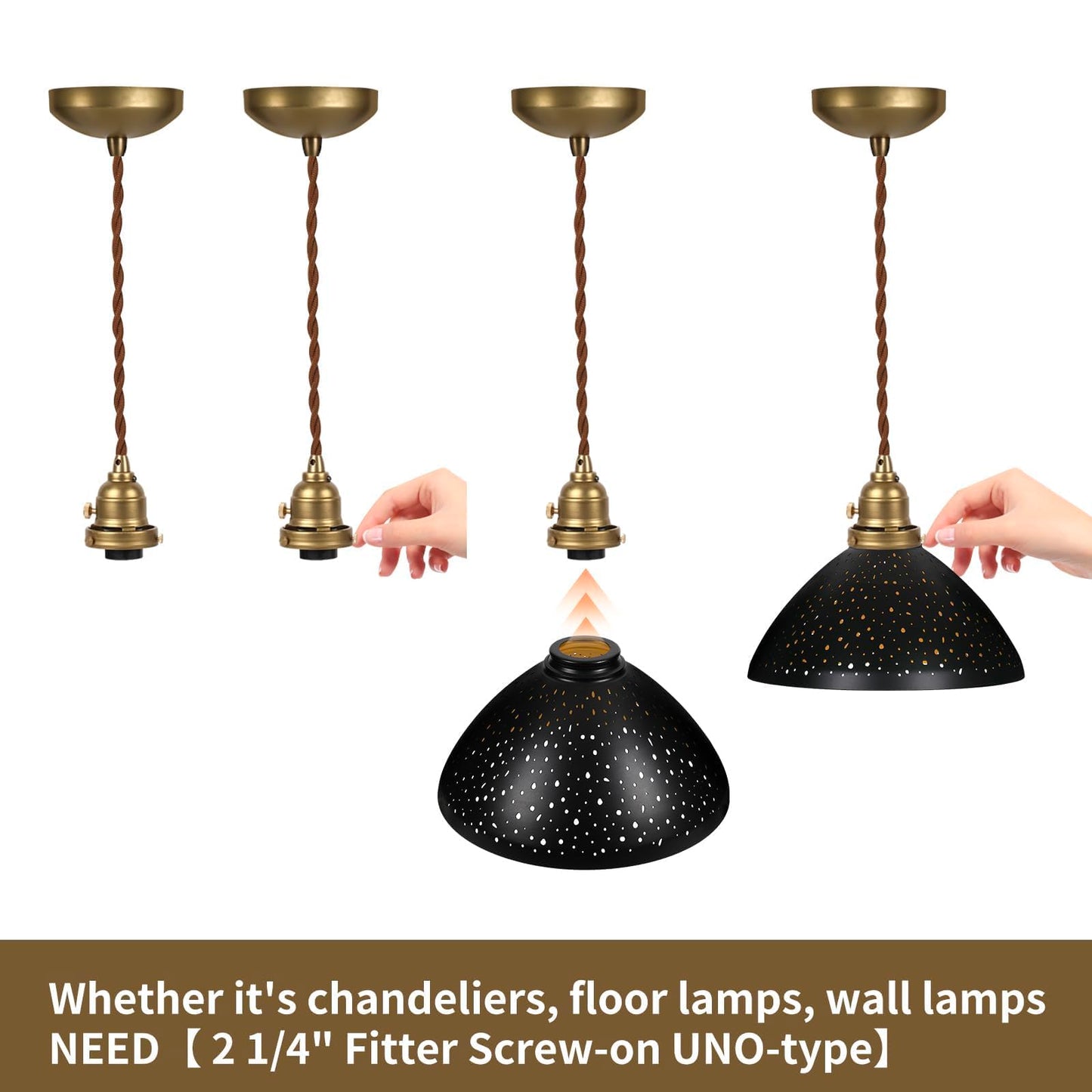Torchiere Lamp Shade | Etched Stars Design with Screw-On Fitter