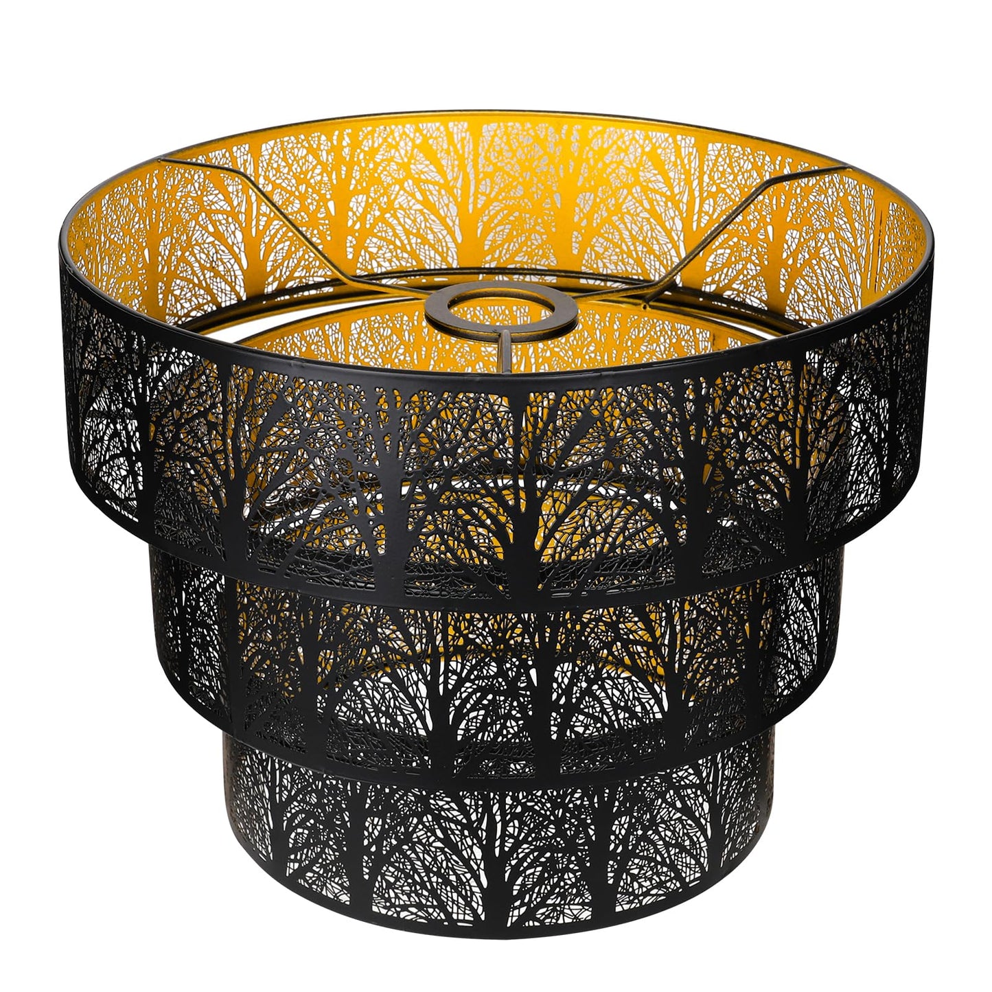 3-Tier Drum Lampshade | Forest Tree Design for Floor & Pendant Lights