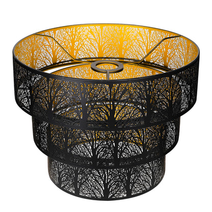 3-Tier Drum Lampshade | Forest Tree Design for Floor & Pendant Lights