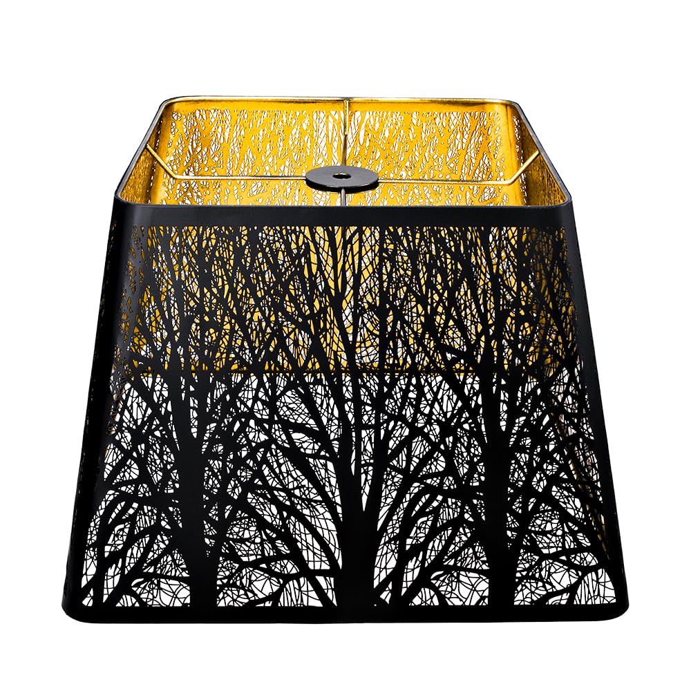 Square Tree Pattern Metal Lampshade – 9×12×8.8 Inch
