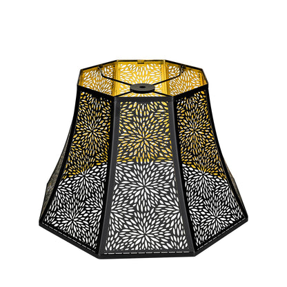 Octagonal Metal Lampshade | Etched Chrysanthemum Design