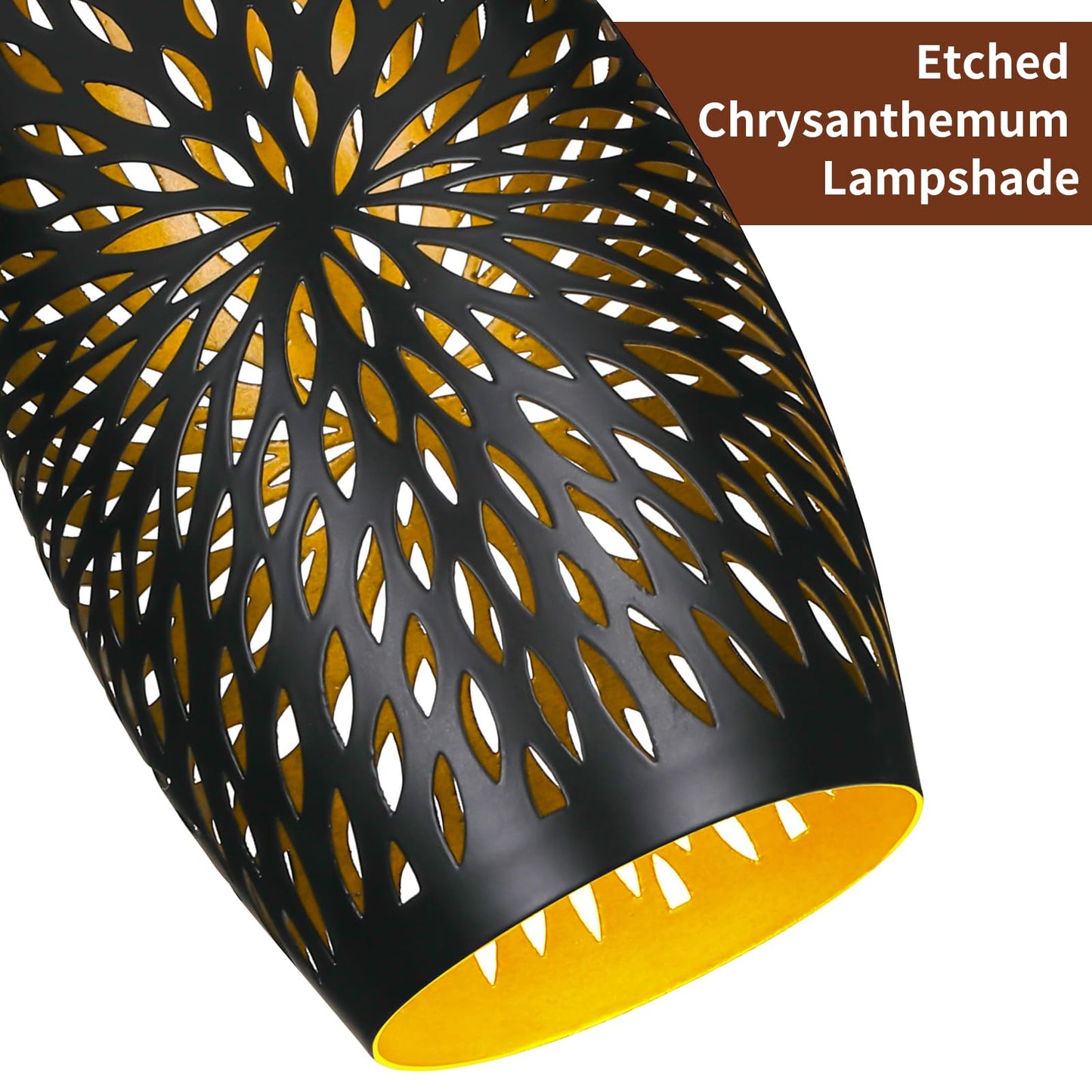 Etched Hollow Oval Pendant Shade – 7.8×4.7 Inch | 1-5/8" Fitter