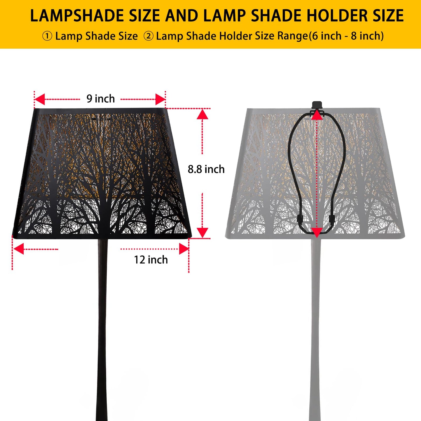Square Tree Pattern Metal Lampshade – 9×12×8.8 Inch