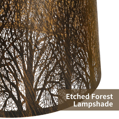 Antique Bronze Tree Etched Drum Lampshade – 10×12×8 Inch