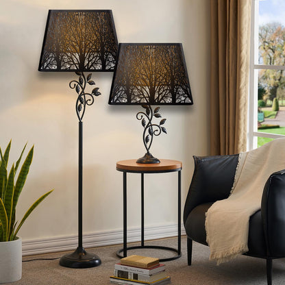 Square Tree Pattern Metal Lampshade – 9×12×8.8 Inch