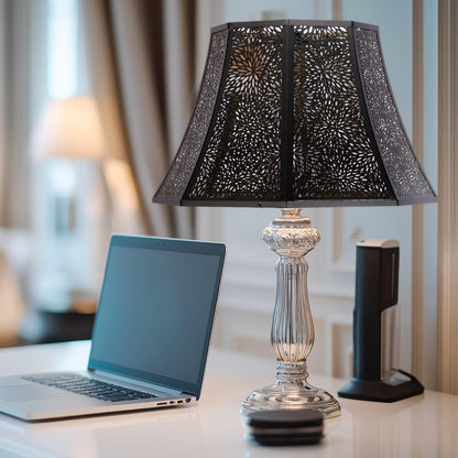 Octagonal Metal Lampshade | Etched Chrysanthemum Design