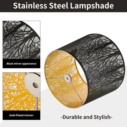 Stainless Steel Drum Lampshade | Etched Forest Design