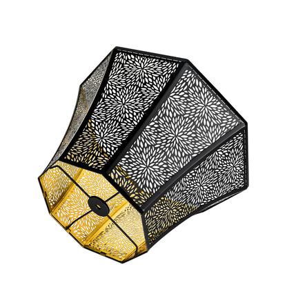 Octagonal Metal Lampshade | Etched Chrysanthemum Design