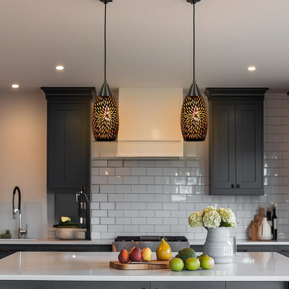 Etched Hollow Oval Pendant Shade – 7.8×4.7 Inch | 1-5/8" Fitter