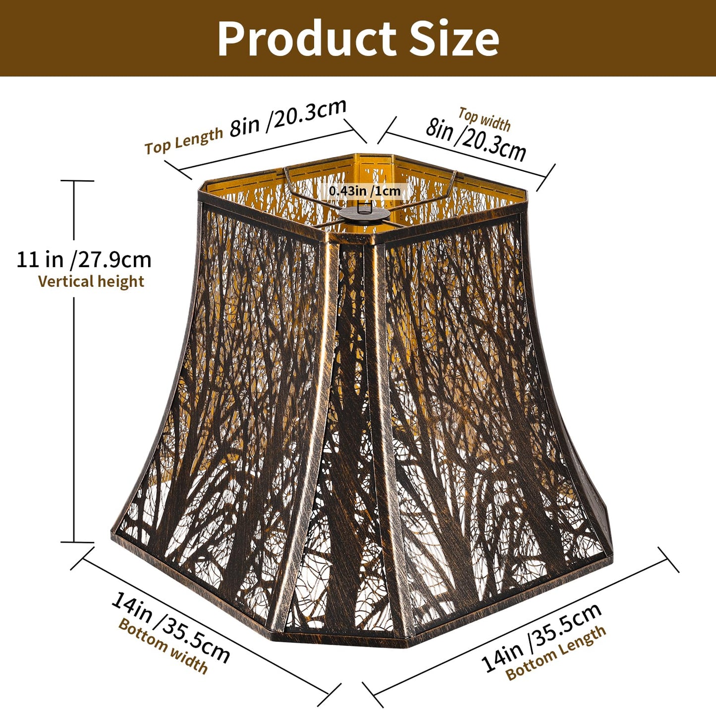 Large Square Bell Forest Lampshade – 8×14×11 Inch