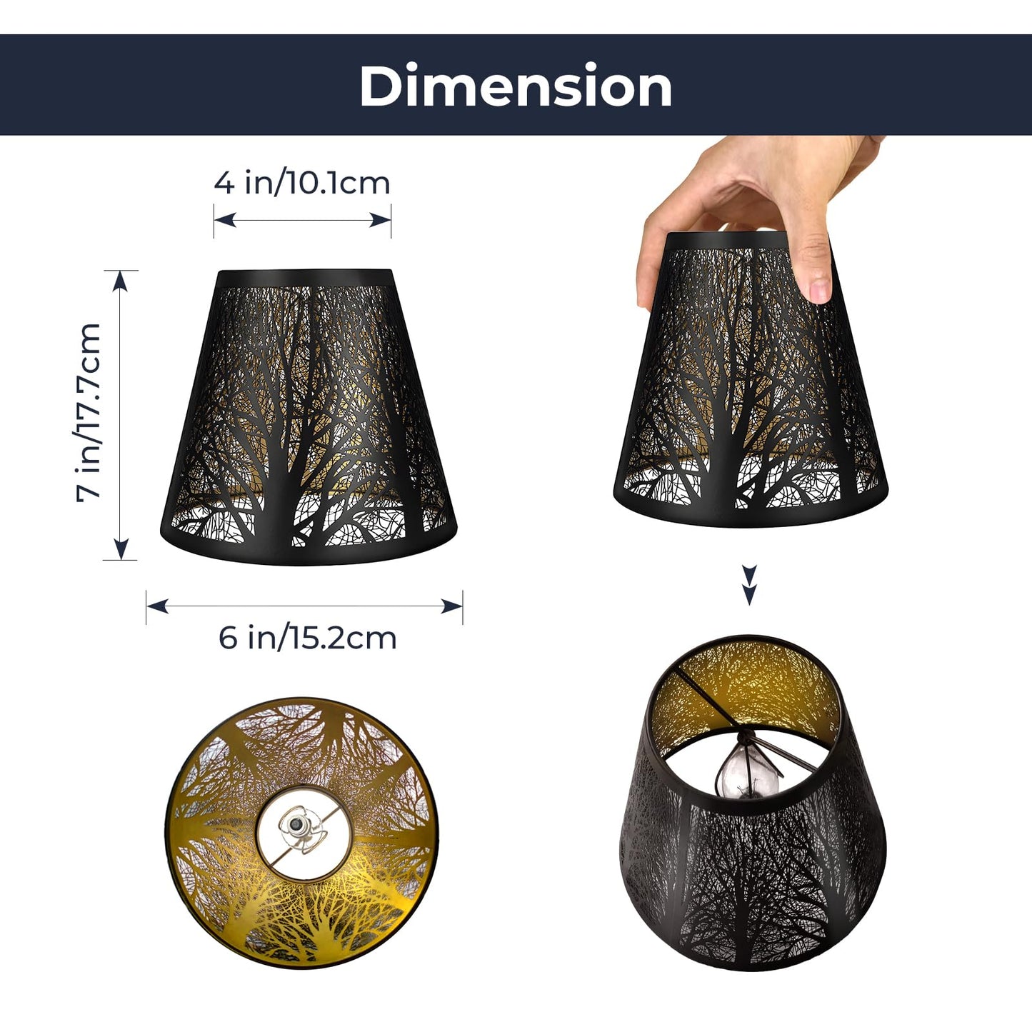 2-Pack Clip-On Chandelier Lamp Shades – Tree Pattern