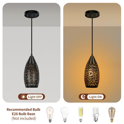 Etched Hollow Oval Pendant Shade – 7.8×4.7 Inch | 1-5/8" Fitter