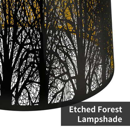 Stainless Steel Drum Lampshade | Etched Forest Design