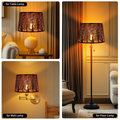 Antique Bronze Tree Etched Drum Lampshade – 10×12×8 Inch