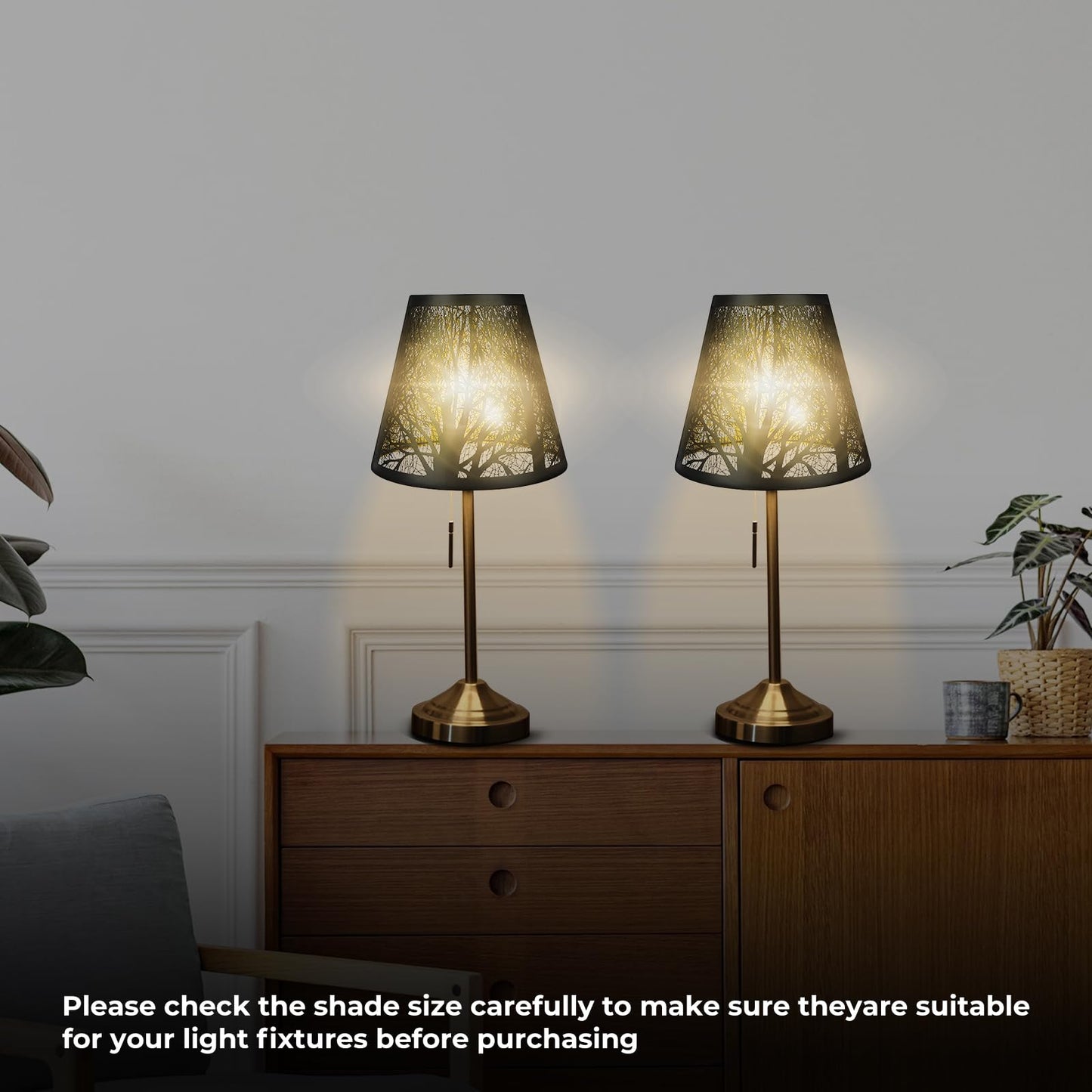 2-Pack Clip-On Chandelier Lamp Shades – Tree Pattern