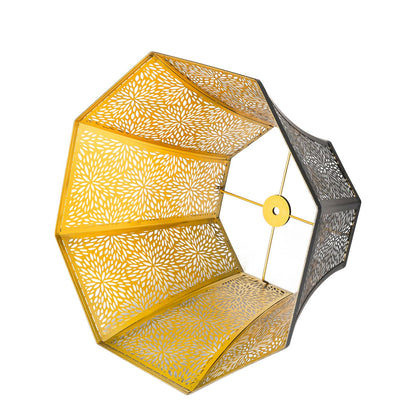 Octagonal Metal Lampshade | Etched Chrysanthemum Design